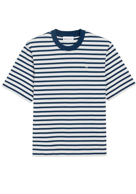 t-shirt mariniere ss blu e bianca AMI PARIS | UTS374.JE0210A044